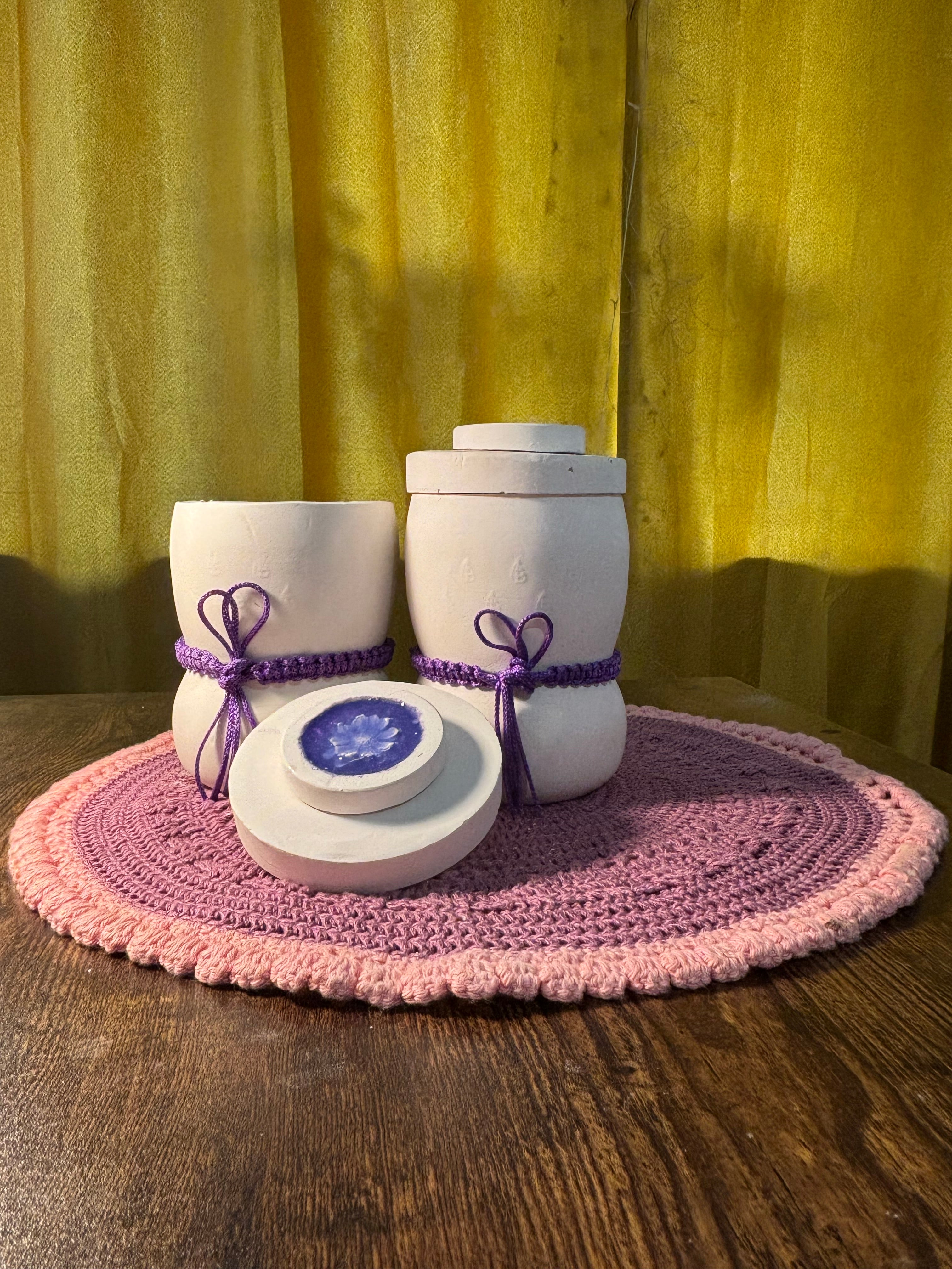 Macramé & Resin Stone Vase Set